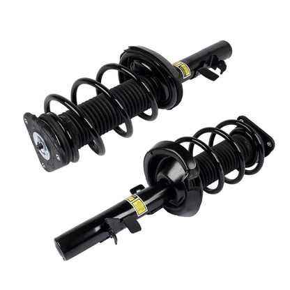 Czarne coilover amortyzatory z zawieszeniem z polerowanym wykończeniem i zintegrowanymi mocowaniami do ford focus mk3