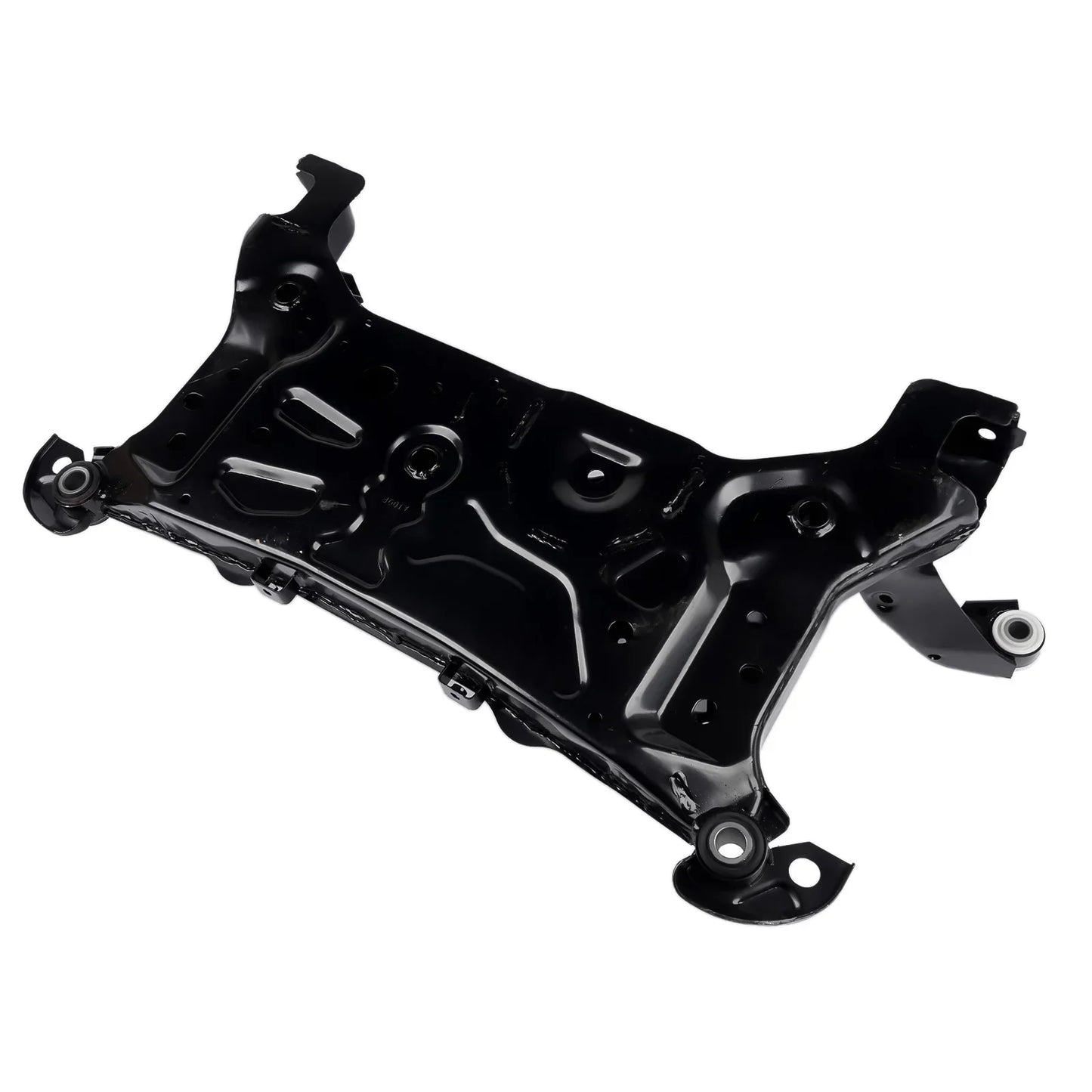 Czarne metalowe przednie podramie silnika do ford focus mk3 c max z wieloma punktami mocowania i otworami na śruby