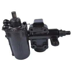 Czarna metalowa skrzynia kierownicza 82-00109r z cylindryczną obudową i śrubami do land rover power steering