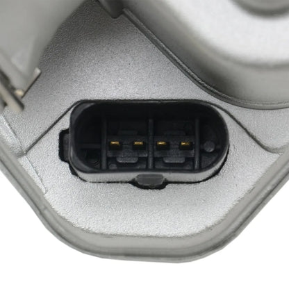 Srebrny metaliczny korpus przepustnicy z czarnym plastikowym złączem i trzema złotymi pinami do audi seat volkswagen skoda