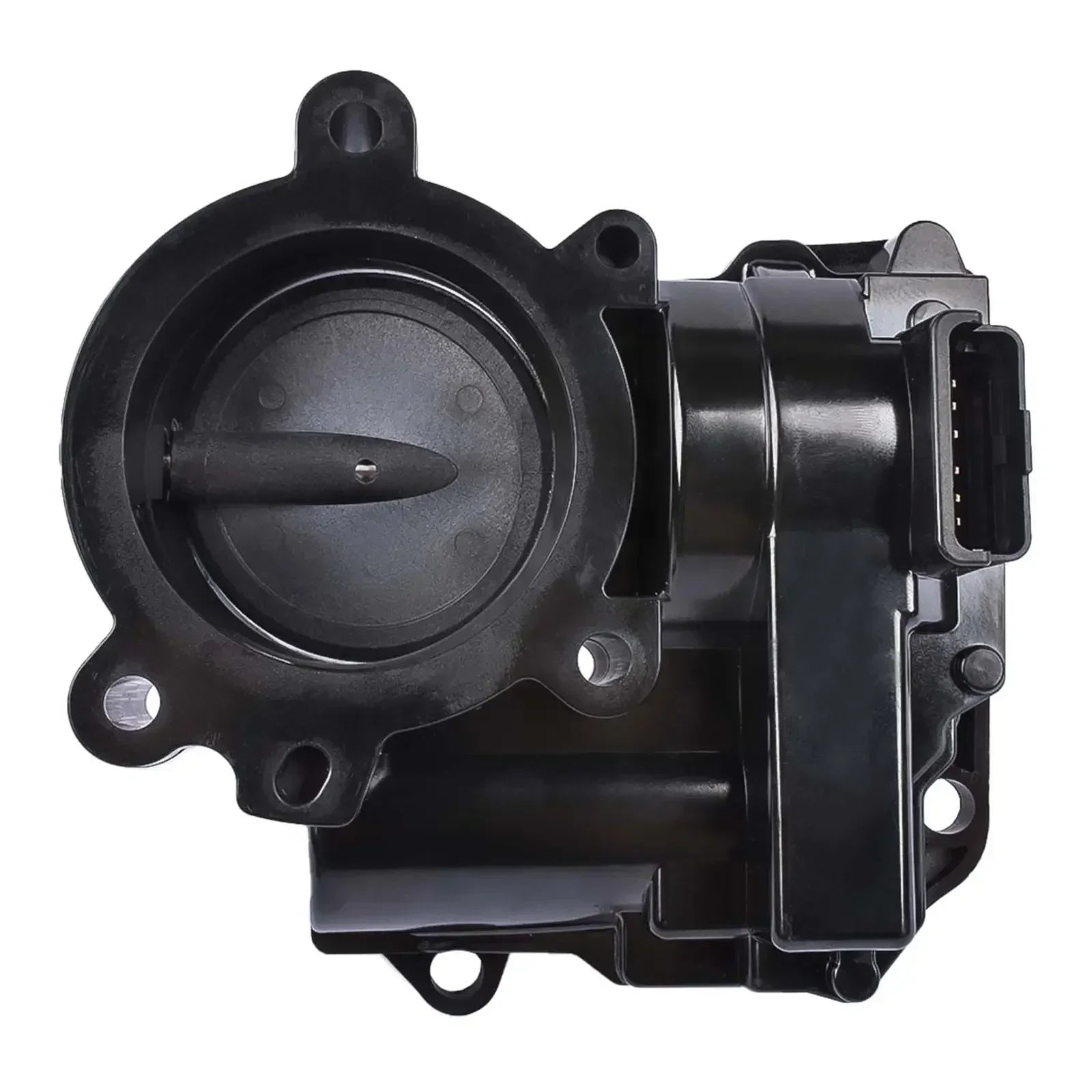 Czarna plastikowa przepustnica silnika z wbudowanym konektorem elektronicznym i otworami montażowymi do f20 f21 f30 f80 bmw