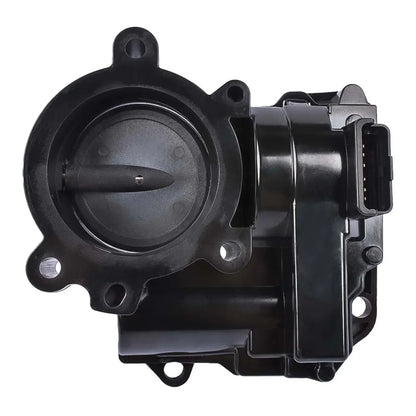 Czarna plastikowa przepustnica silnika z wbudowanym konektorem elektronicznym i otworami montażowymi do f20 f21 f30 f80 bmw