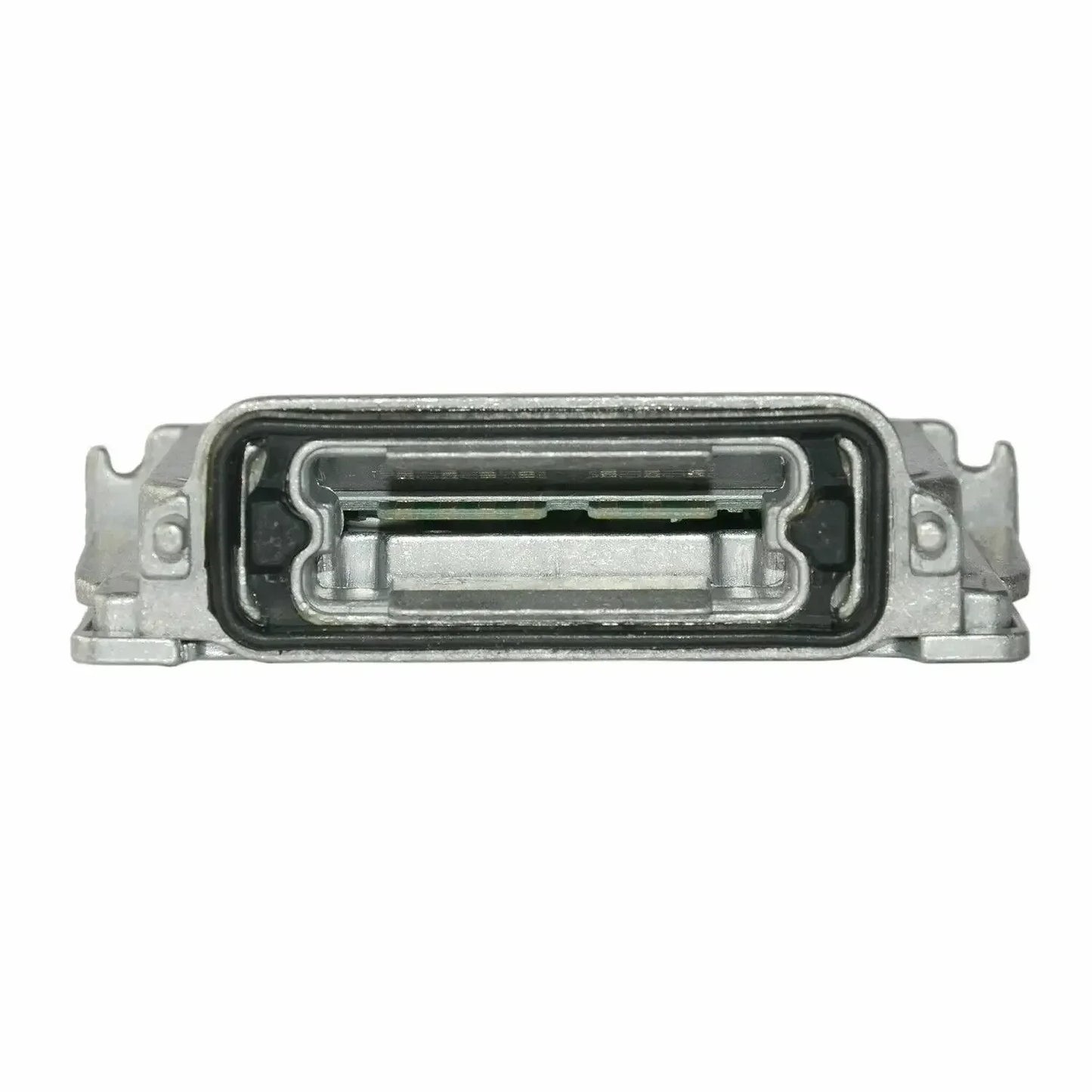 Srebrny metalowy złącznik z prostokątną obudową i czarnymi gumowymi uszczelkami do AP03 ballast 89034934 volvo s60