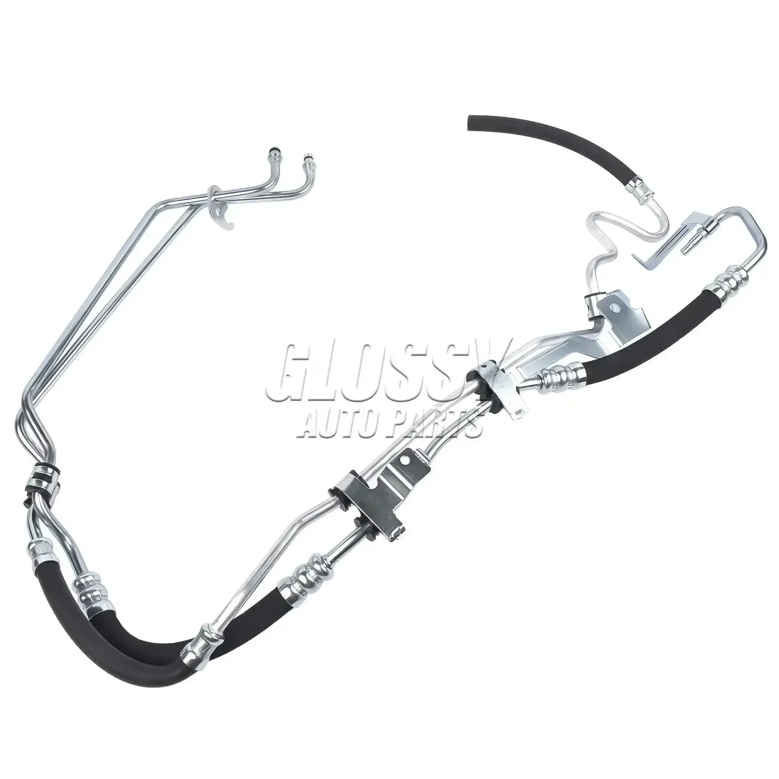 Silver metal air conditioning condenser hose assembly with black rubber tubing and fittings for ford focus 4m513a212ce