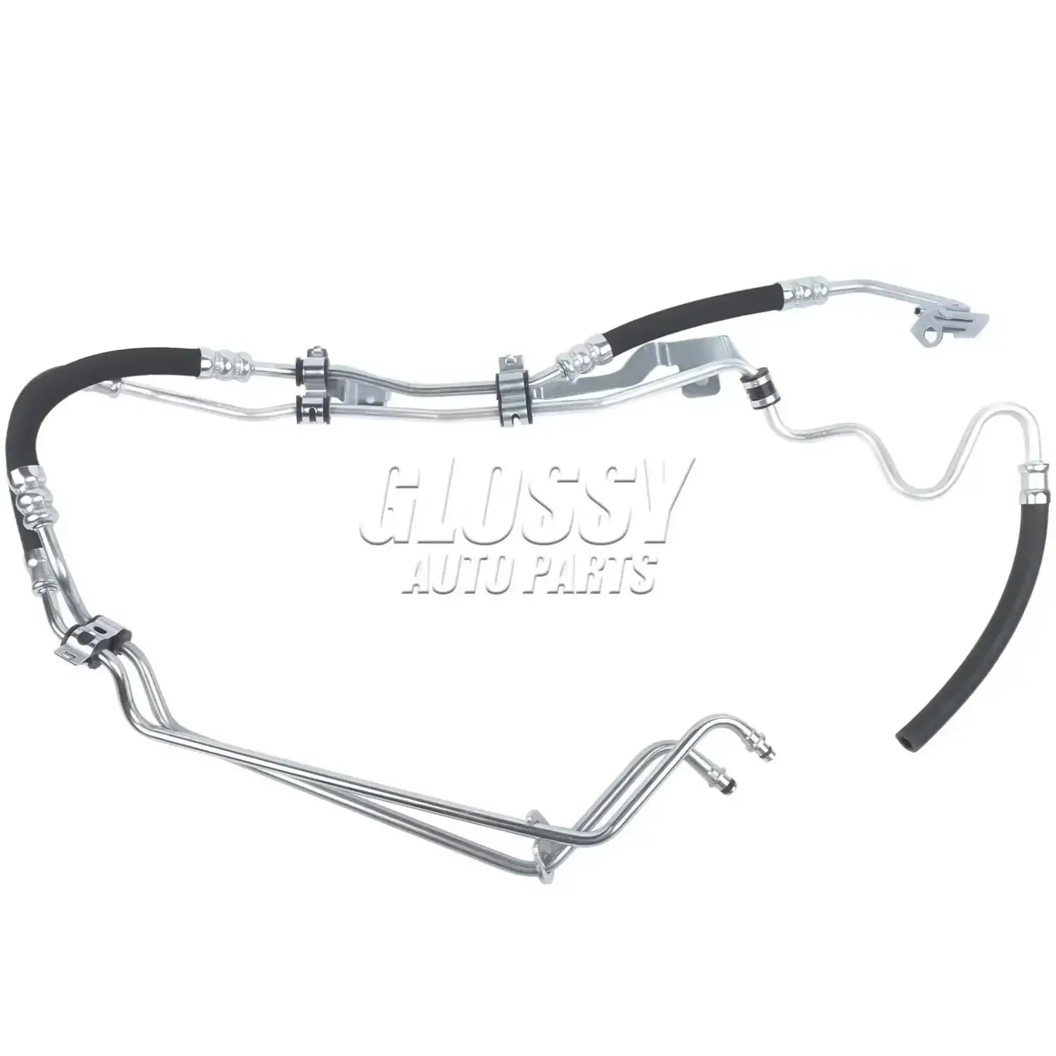 Srebrny metalowy przewód klimatyzacji z czarnymi gumowymi odcinkami i złączami do ford focus 4m513a212ce