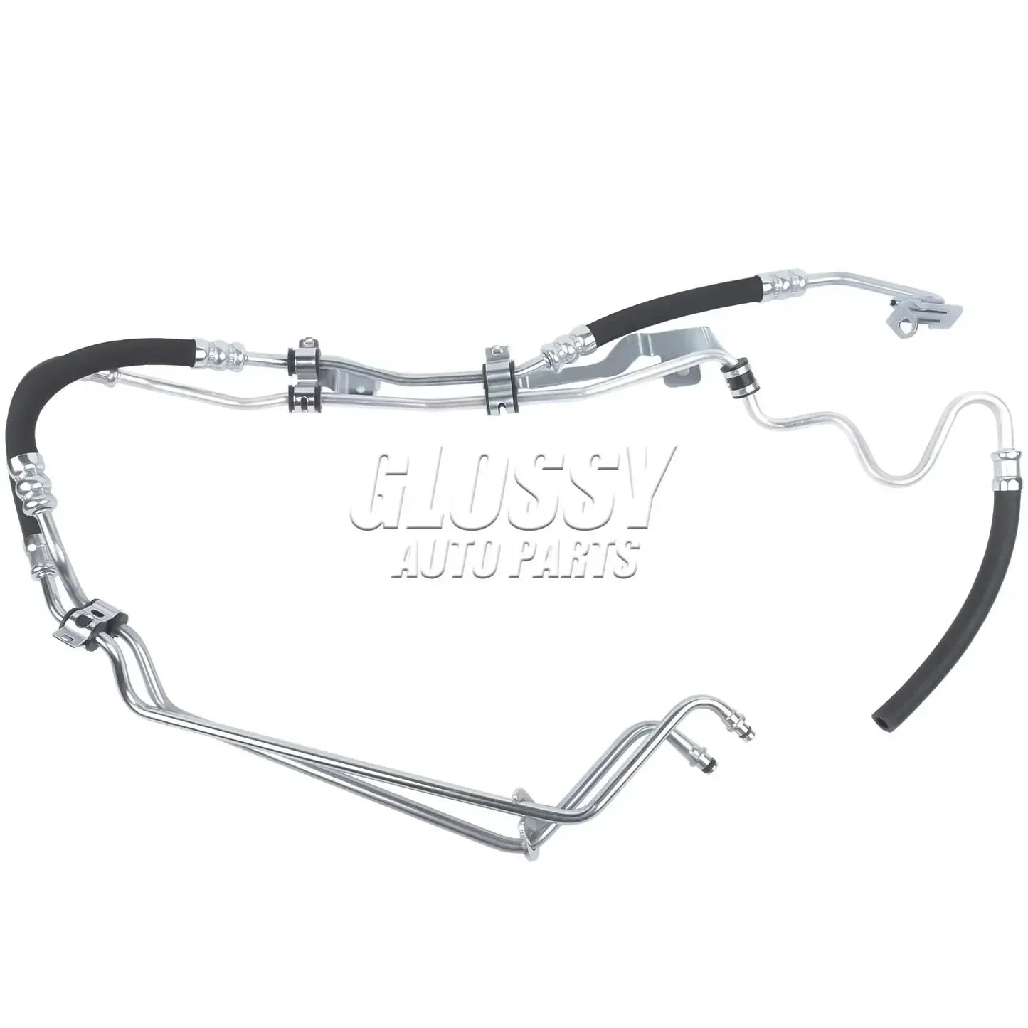 Srebrny metalowy przewód klimatyzacji z czarnymi gumowymi odcinkami i złączami do ford focus 4m513a212ce