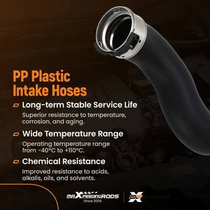 Czarny pp plastikowy przewód intercooler turbo z metalowym srebrnym łącznikiem do bmw serii g30 g31 g11 g12