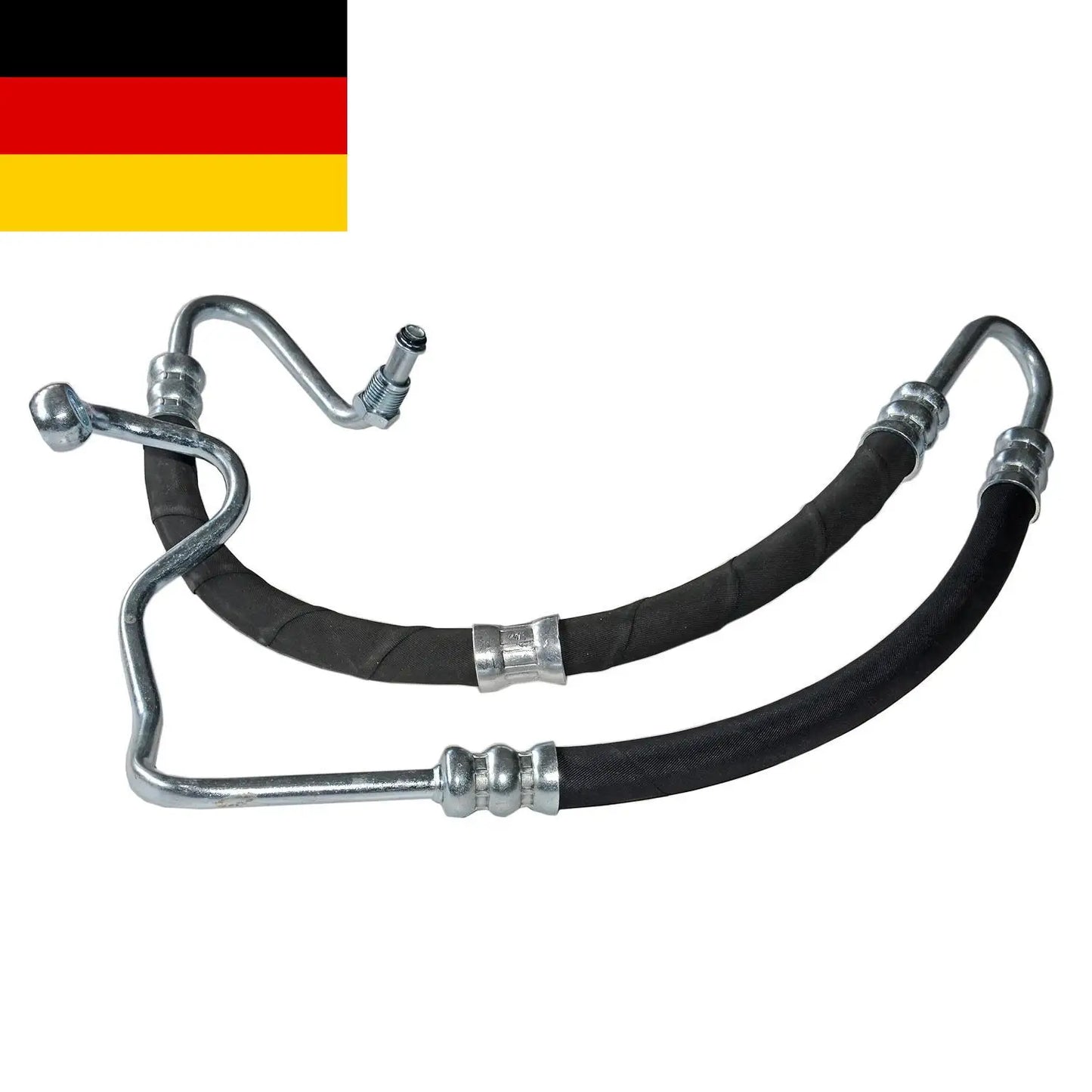 Czarny gumowany przewód wspomagania kierownicy ap03 z metalowymi końcówkami do bmw serii e46