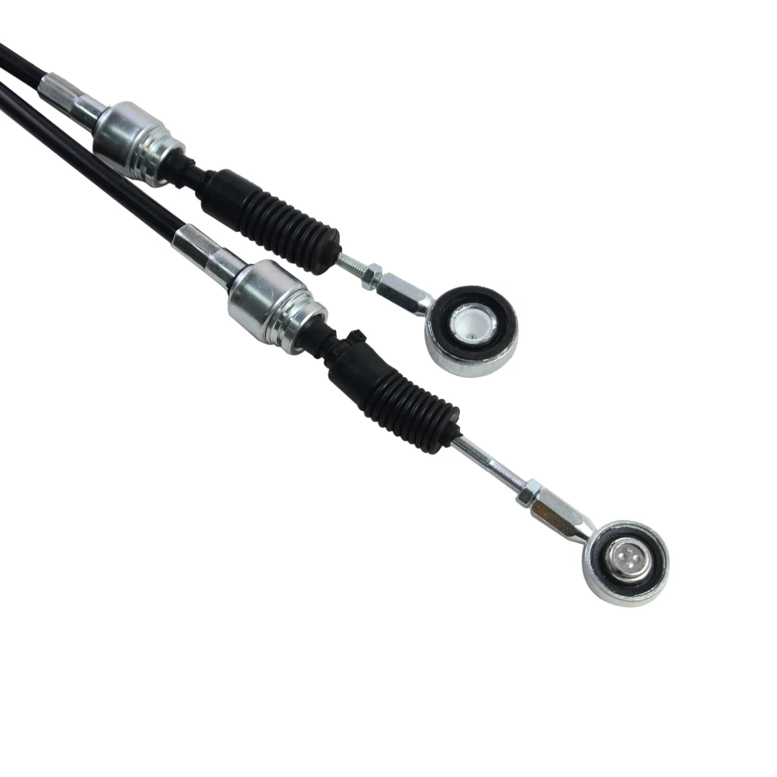 Czarno srebrny przewód zmiany biegów z metalowymi końcówkami i gumowymi sekcjami do ford ka 1242cc 51kw 69hp