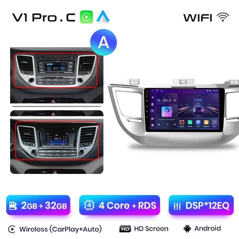 Radio Android Auto dla Hyundai IX35 Tucson 3 od 2015 - 2018 - Multigenus