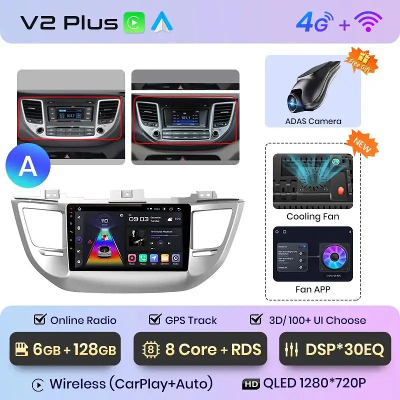 Radio Android Auto dla Hyundai IX35 Tucson 3 od 2015 - 2018 - Multigenus