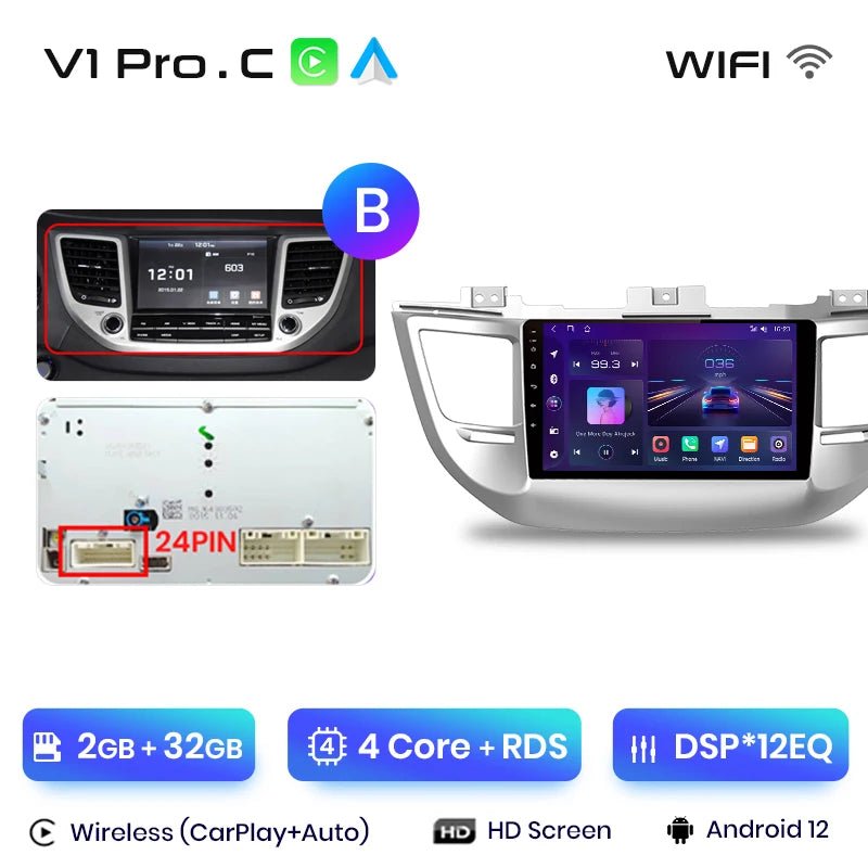 Radio Android Auto dla Hyundai IX35 Tucson 3 od 2015 - 2018 - Multigenus