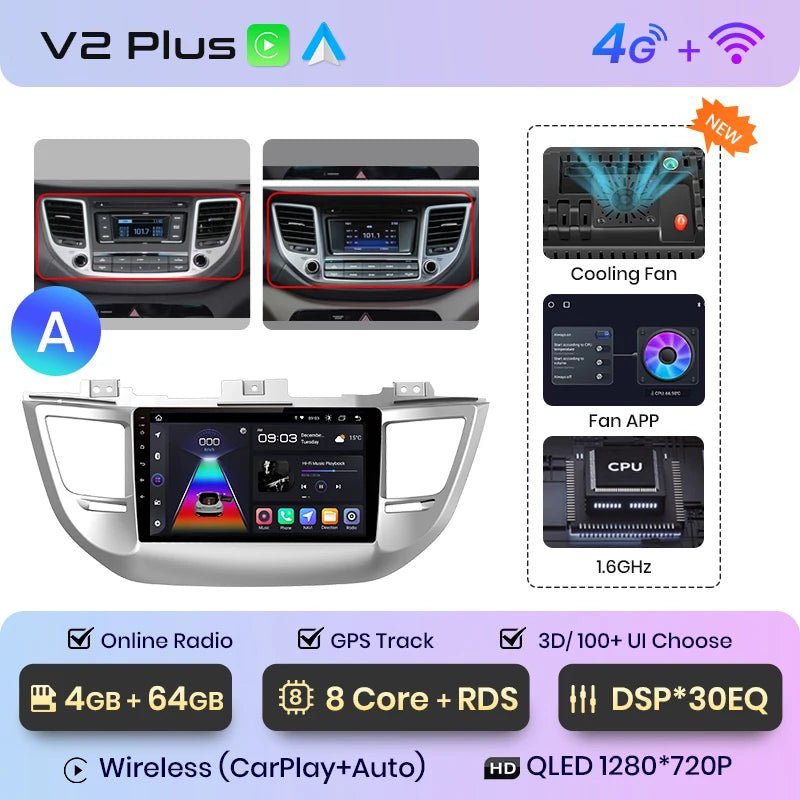 Radio Android Auto dla Hyundai IX35 Tucson 3 od 2015 - 2018 - Multigenus