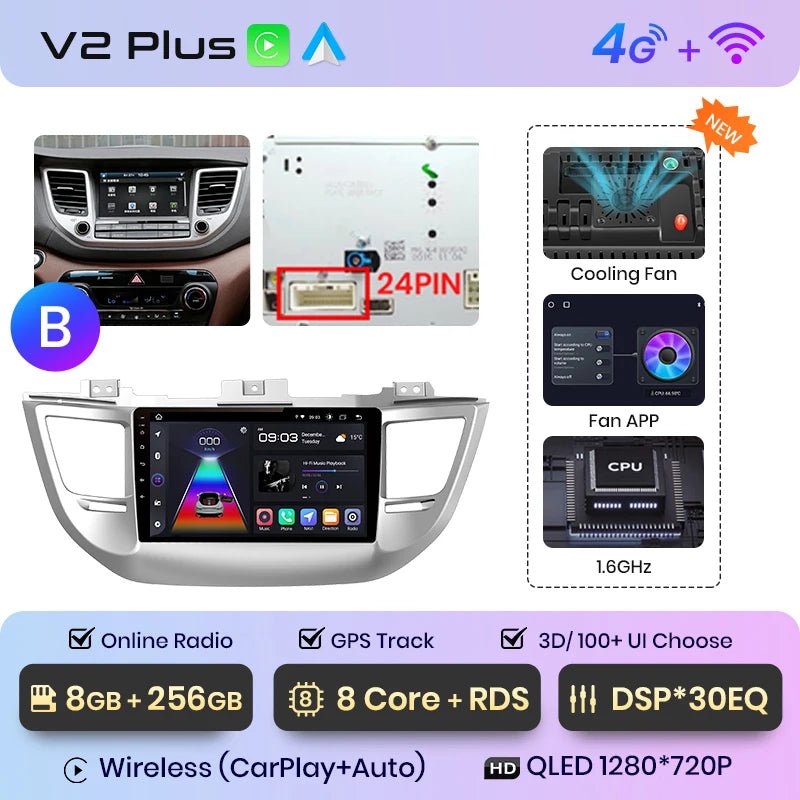 Radio Android Auto dla Hyundai IX35 Tucson 3 od 2015 - 2018 - Multigenus