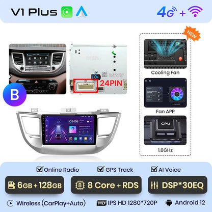 Radio Android Auto dla Hyundai IX35 Tucson 3 od 2015 - 2018 - Multigenus