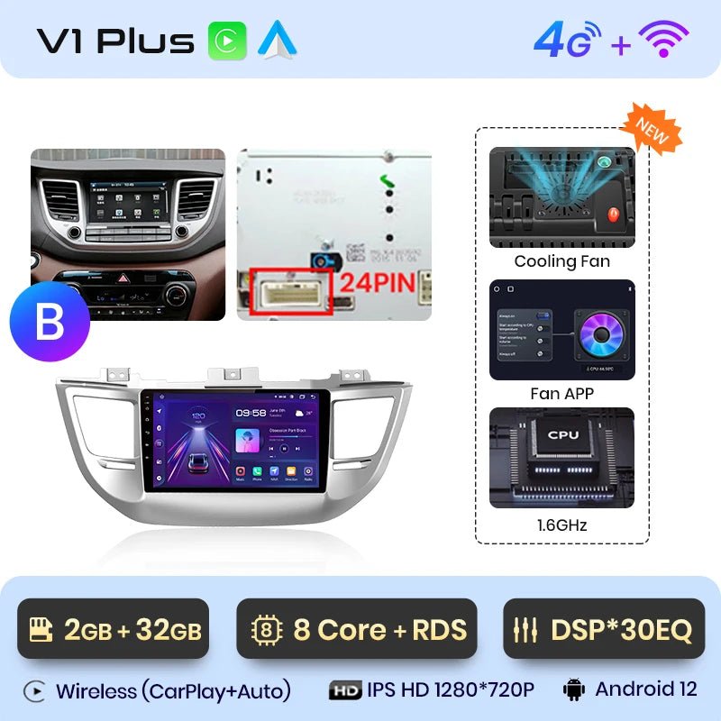 Radio Android Auto dla Hyundai IX35 Tucson 3 od 2015 - 2018 - Multigenus