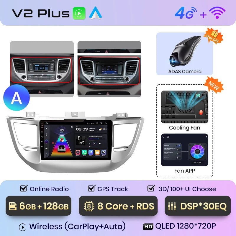 Radio Android Auto dla Hyundai IX35 Tucson 3 od 2015 - 2018 - Multigenus