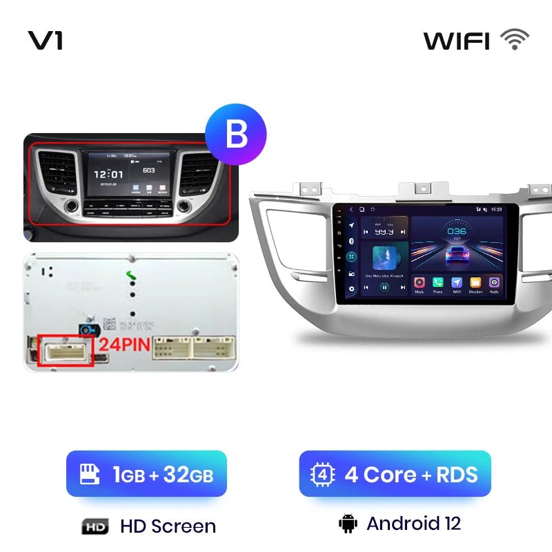 Radio Android Auto dla Hyundai IX35 Tucson 3 od 2015 - 2018 - Multigenus