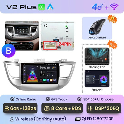 Radio Android Auto dla Hyundai IX35 Tucson 3 od 2015 - 2018 - Multigenus