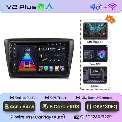 Radio Android Auto do Skoda Rapid 2013 - 2019, 4G, Multimedialny GPS, 2DIN - Multigenus