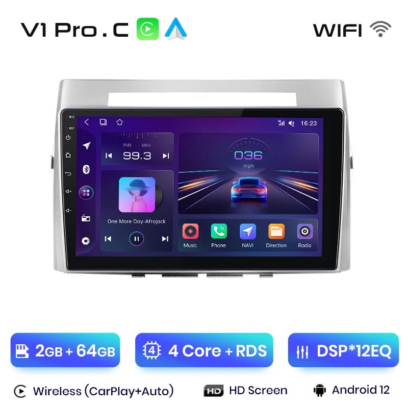 Radio Android Auto do Toyota Corolla Verso 2004 - 2009 – 2 - DIN Multimedia GPS z CarPlay - Multigenus