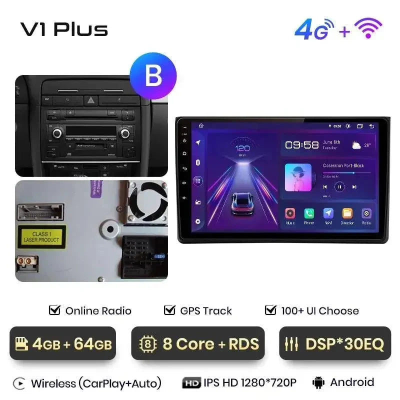 Radio nawigacja Audi A4 B6 B7 2000 - 2009 Carplay Android Auto - Multigenus