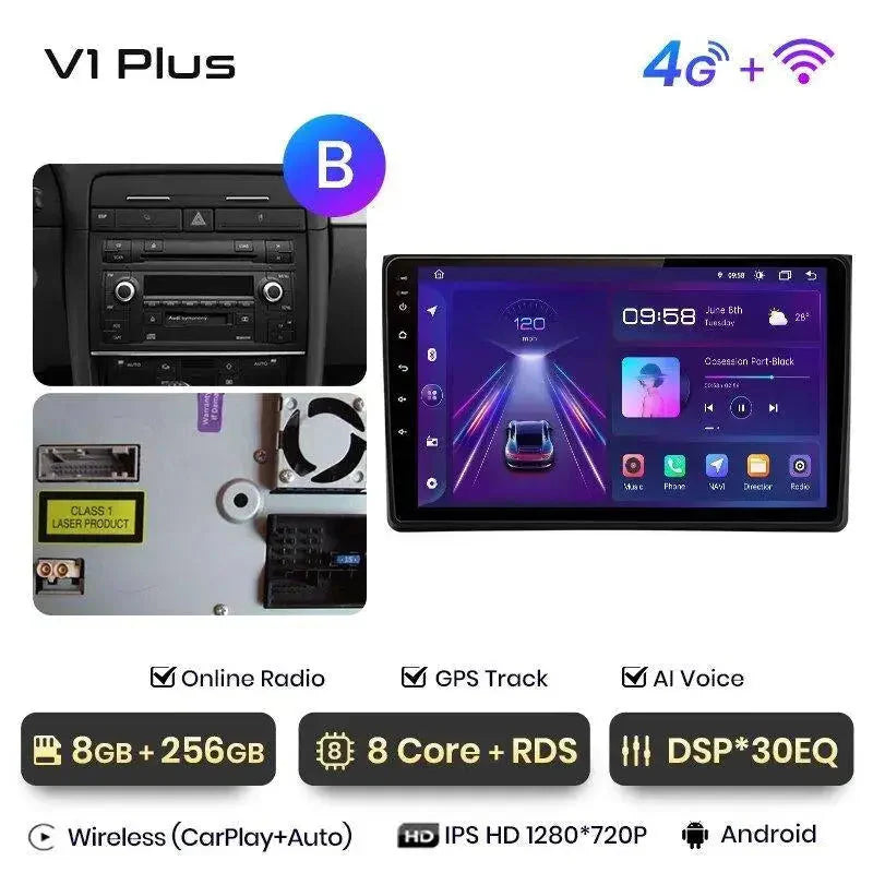 Radio nawigacja Audi A4 B6 B7 2000 - 2009 Carplay Android Auto - Multigenus