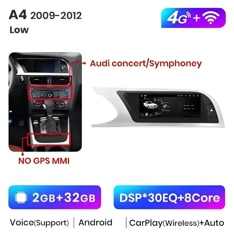 Radio nawigacja Audi A4 B8 2009 - 2012 i 2013 - 2016 CarPlay Android Auto - Multigenus