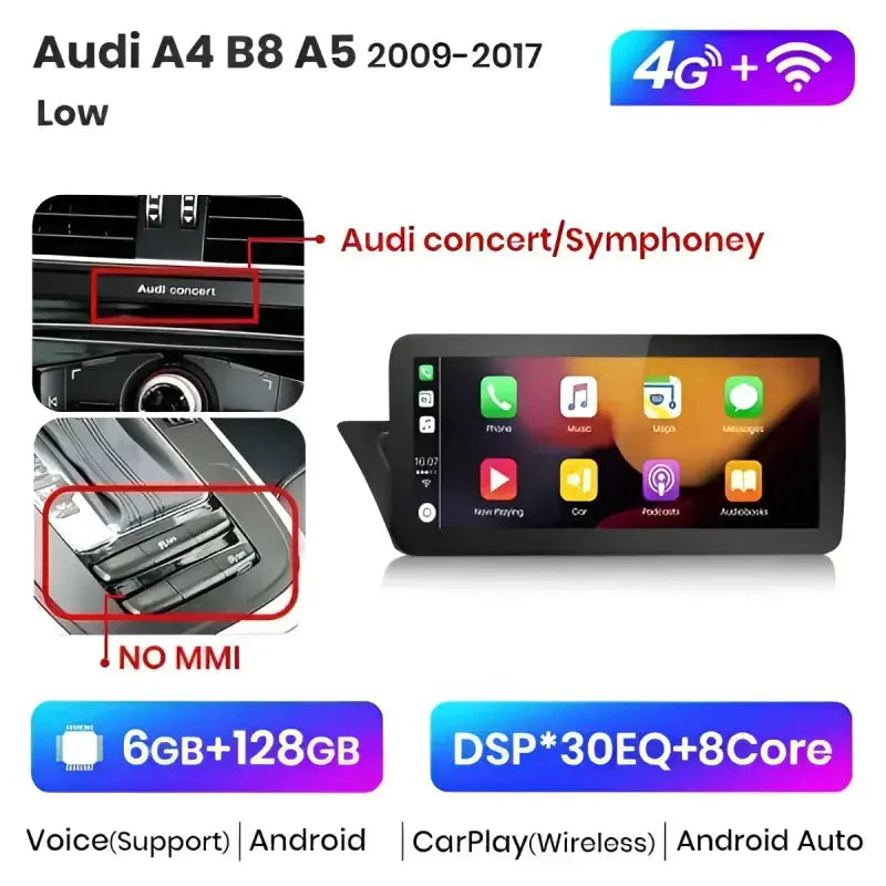 Radio nawigacja Audi A4 B8 A5 2009-2017 10.25“ CarPlay Android Auto - Multigenus