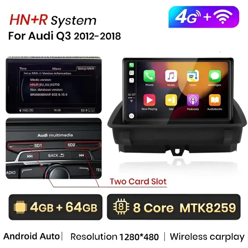Radio nawigacja Audi Q3 2012-2018 DSP 1920*720P CarPlay Android Auto - Multigenus