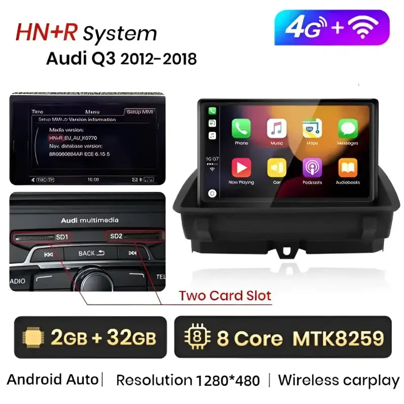 Radio nawigacja Audi Q3 2012-2018 DSP 1920*720P CarPlay Android Auto - Multigenus