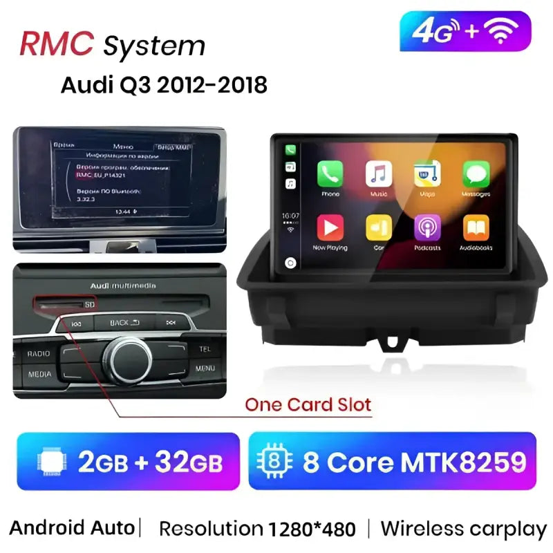 Radio nawigacja Audi Q3 2012-2018 DSP 1920*720P CarPlay Android Auto - Multigenus