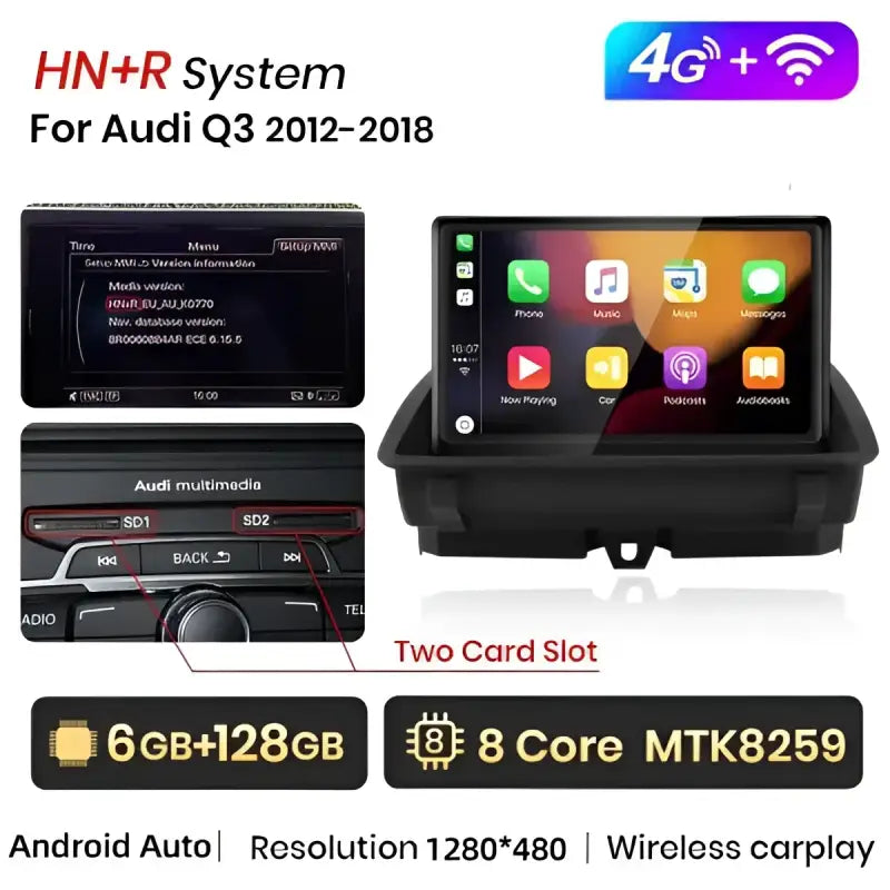 Radio nawigacja Audi Q3 2012-2018 DSP 1920*720P CarPlay Android Auto - Multigenus