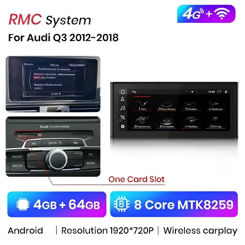 Radio nawigacja Audi Q3 2012-2018 4G 1920*720P CarPlay Android Auto - Multigenus