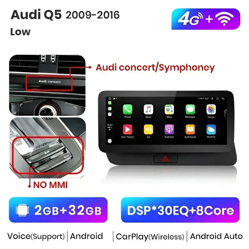 Radio nawigacja Audi Q5 2009-2016 10.25“ Android Auto CarPlay - Multigenus