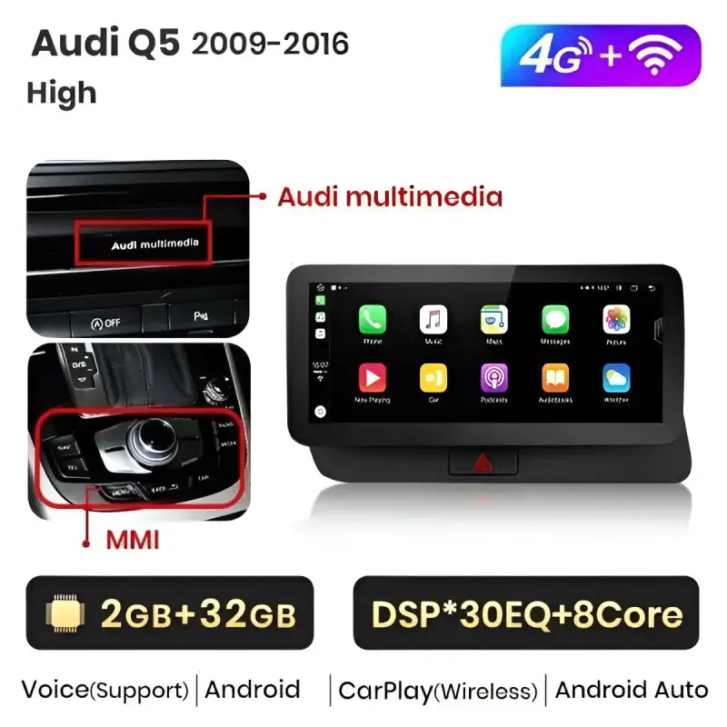 Radio nawigacja Audi Q5 2009-2016 10.25“ Android Auto CarPlay - Multigenus