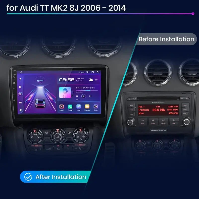 Radio samochodowe V1 Plus do Audi TT MK2 8J (2006 - 2014) - Bezprzewodowy CarPlay i Android Auto | Inteligentny system, brak DVD 2 - DIN - Multigenus