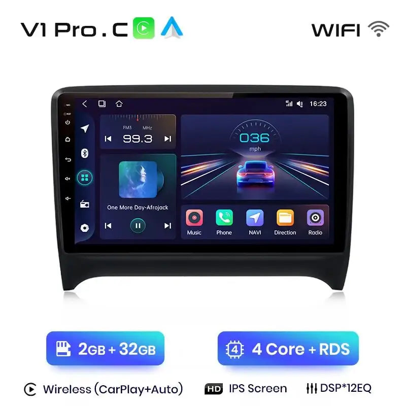 Radio samochodowe V1 Plus do Audi TT MK2 8J (2006 - 2014) - Bezprzewodowy CarPlay i Android Auto | Inteligentny system, brak DVD 2 - DIN - Multigenus