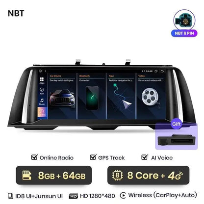 Radio nawigacja BMW 5 Serii F10 F11 2011-2017 CarPlay Android Auto - Multigenus