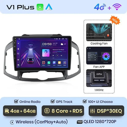 V1pro AI Voice Android Auto Radio Samochodowe dla Chevrolet Captiva 2011 - 2016 | 4G CarPlay 2DIN GPS Multimedia - Multigenus