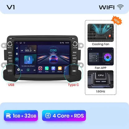 Radio do Renault Dacia Duster, Sandero, Captur, Xray, Logan 2, Symbol i Dokker z Bezprzewodowym CarPlay i Android Auto - Multigenus