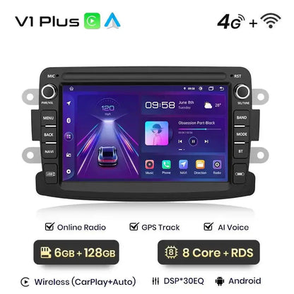 Radio do Renault Dacia Duster, Sandero, Captur, Xray, Logan 2, Symbol i Dokker z Bezprzewodowym CarPlay i Android Auto - Multigenus