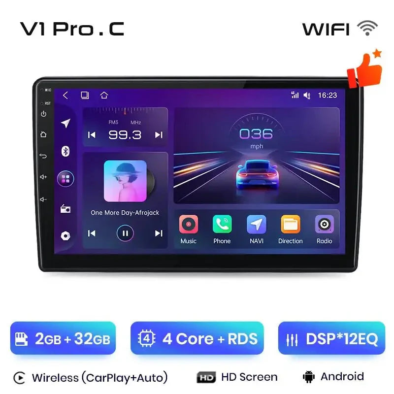Radio do Fiata 500L 2012 - 2017 – 4G, Multimedia GPS z CarPlay 2 - DIN AI Voice Android Auto - Multigenus