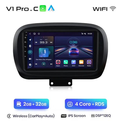 Plus Radio samochodowe do Fiata 500X 2014 - 2020 bezprzewodowy CarPlay Android Auto inteligentne systemy samochodowe - Multigenus
