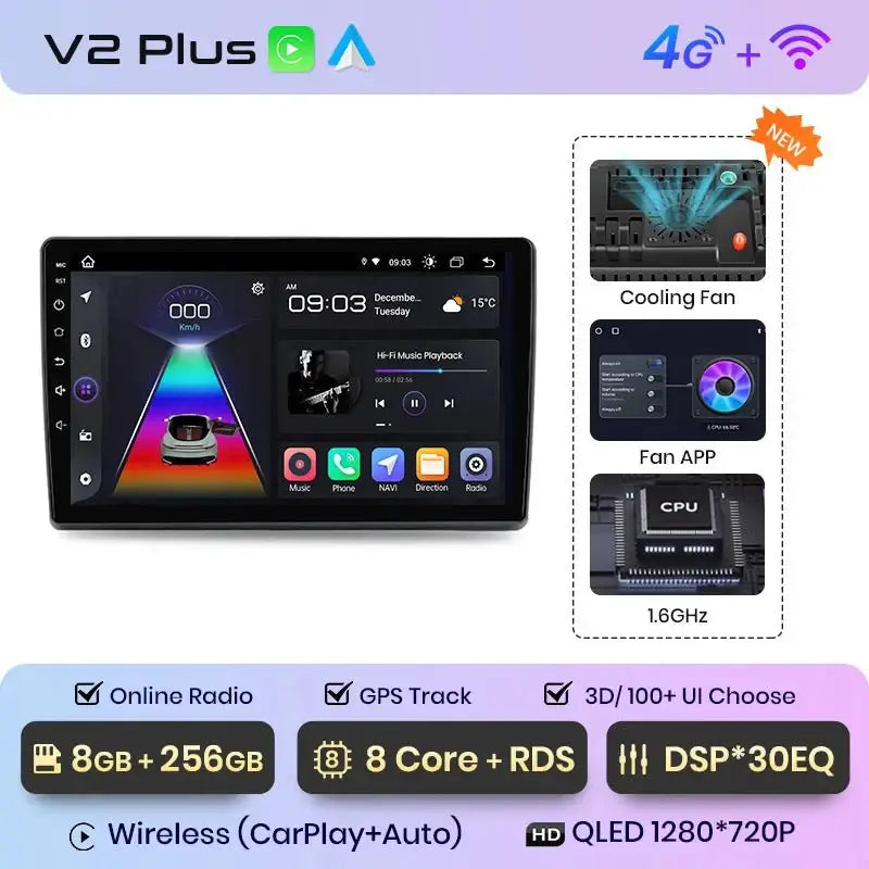Radio samochodowe z bezprzewodowym CarPlay i Android Auto do Fiat Ducato, Peugeot Boxer 2, Citroen Jumper 2 (2006 - 2015) – Premium system multimedialny 2 DIN - Multigenus