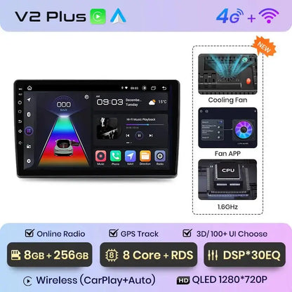 Radio samochodowe z bezprzewodowym CarPlay i Android Auto do Fiat Ducato, Peugeot Boxer 2, Citroen Jumper 2 (2006 - 2015) – Premium system multimedialny 2 DIN - Multigenus