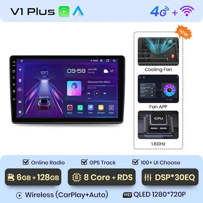 Radio samochodowe z bezprzewodowym CarPlay i Android Auto do Fiat Ducato, Peugeot Boxer 2, Citroen Jumper 2 (2006 - 2015) – Premium system multimedialny 2 DIN - Multigenus