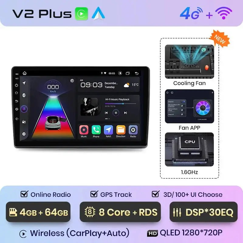 Radio samochodowe z bezprzewodowym CarPlay i Android Auto do Fiat Ducato, Peugeot Boxer 2, Citroen Jumper 2 (2006 - 2015) – Premium system multimedialny 2 DIN - Multigenus