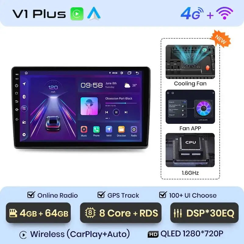 Radio samochodowe z bezprzewodowym CarPlay i Android Auto do Fiat Ducato, Peugeot Boxer 2, Citroen Jumper 2 (2006 - 2015) – Premium system multimedialny 2 DIN - Multigenus