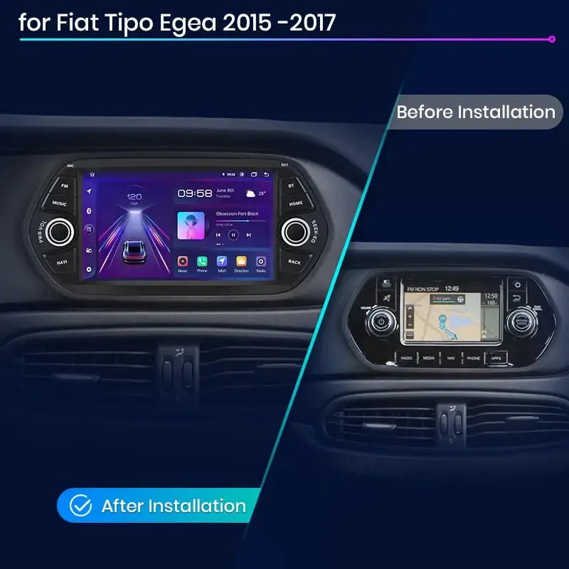 Inteligentne Radio Android Auto z CarPlay dla Fiat Tipo Egea (2015 - 2017) - 2DIN System Multimedialny GPS - Multigenus